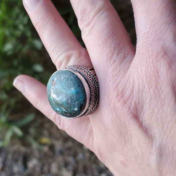 New Chrysocolla 925 Silver Ring. - Picture 10 of 16